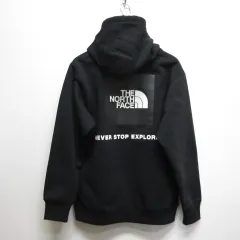 ザノースフェイス THE NORTH FACE 美品 NT62348 バック スクエアロゴ フーディー S 黒 ブラック 裏起毛 スウェット パーカー 正規品