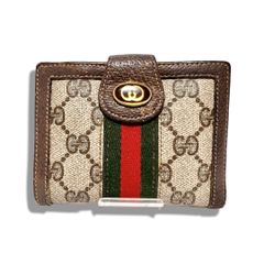 □ a1838【グッチ】オールドグッチ GG柄 シェリーライン 二つ折り