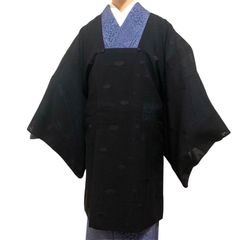 T-214　夏コート　道行コート　裄63.5センチ　紗　ブラック　レディース　透け感あり　着物用　和装用