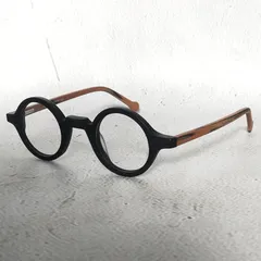 【Slim Style Classic】伊達メガネオーバル　丸眼鏡　ダークグレー　レトロ　ヴィンテージ　クラシック　個性　おしゃれ　ウッド調　ボヘミアン　黒縁　近視レンズ対応  ブルーライト対策【5802BLK-BRW】