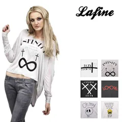 ラファイン ロンt tシャツ トップス レディース 長袖 ラグランtシャツ ドルマン プリント ブランド おしゃれ ゆったり LaFine チャコール