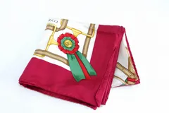 224654】GUCCI グッチ シルク 大判スカーフ 馬具 インター