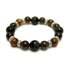 天然石 四神獣ブレスレット タイガーアイ＆スモーキークォーツ＆四神獣 オニキス パワーストーン 四神相応数珠ブレスレット バラ売り 四神獣パワーストーン