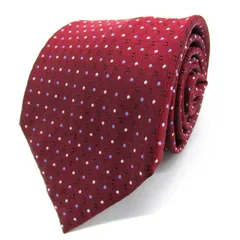 タカキュー ブランド ネクタイ ドット 小紋柄 シルク PO  メンズ ワインレッド TAKA Q 【中古】
