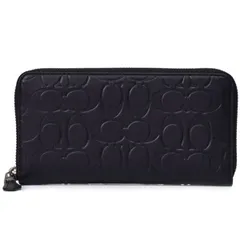 コーチ メンズ 長財布 COACH カーフレザー シグネチャー 型押し アコーディオン ウォレット ジップ アラウンド 長財布 ブラック CE551