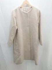 ◇ N. Natural Beauty Basic ノーカラー　カラーレス　アンゴラビーバー　クルーネック　コート Sサイズ アイボリー 女 E  【1301260040850】