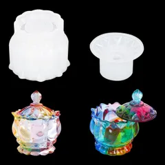 新品 Koonafy 収納ボックス 缶 シリコンモールド 1セット 収納ケース 蓋付き ガラス罐 小物入れ 収納用 宝石箱 ジュエリー収納 レジン UVレジン エポキシ樹脂 DIY 手作り モールド 工芸品 型 抜き型 (クリスタルガラス缶)