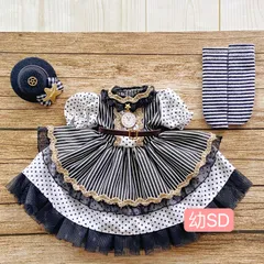 JANAYA ハンドメイド　幼SD服　ストライプ柄ワンピース　3点セット