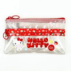 サンリオ ハローキティ クリアダブルファスナーポーチ 小物入れ レッド
