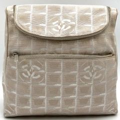 シャネル ニュートラベルライン リュックサック デイパック ショルダーバッグ 2way ベージュ レザー ナイロン レディース CHANEL USED