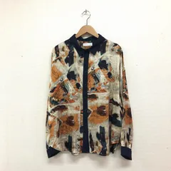 アンティカ アート柄シャツ ニュアンス柄 サテンレギュラーカラーシャツ