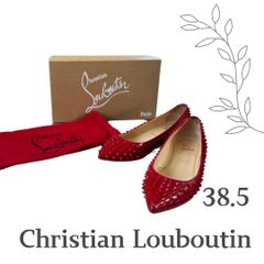 【Christian Louboutin】クリスチャンルブタン レッド スタッズ フラットシューズ 38.5