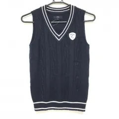【超美品】キャロウェイ ニットベスト ネイビー×白 Vネック ワッペン レディース S ゴルフウェア Callaway