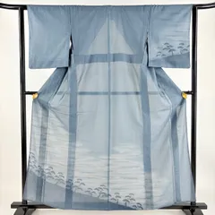 紗袷(附け下げ)　( 流水に花紋様　未使用しつけ糸付き ゆめsaku2 専用出品 新品 花煌路 落款 桜 刺繍 仕付け糸付 作家