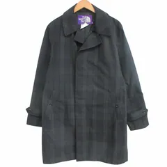 ノースフェイス パープルレーベル THE NORTH FACE PURPLE LABEL × ナナミカ NANAMICA ステンカラーコート ロゴ刺繍 チェック柄 黒×紺×緑 ブラック×ネイビー×グリーン Mサイズ NP2920N