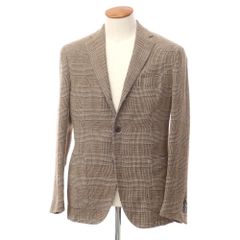 【中古】ボリオリ BOGLIOLI COAT リネンコットン チェック 3B カジュアルジャケット ブラウンxベージュ【サイズ46】【メンズ】