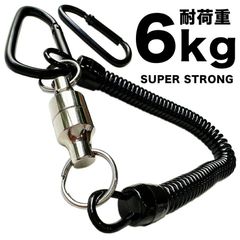 NEWTONS 荷重6kg スーパーストロング マグネットリリーサー シルバー（スプリングコード付き）］超強力 ニッケル合金製 落としたくない大切な道具に プロ 釣り ランディングネット タモ マグネットキーパー アウトドア キーホルダー スマホケース 工具