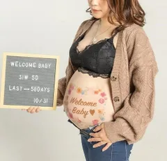 マタニティフォトシール ベリーペイント タトゥーシール 練習用シール付　K