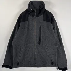 古着 コロンビア Columbia フリースジャケット フルジップ ドローコード  ワンポイントロゴ刺繍 JPN M ブラック グレー ツートン メンズ