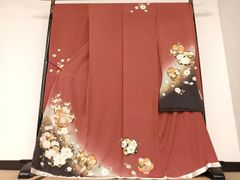 平和屋本店□極上 西陣 本場縞大島紬 18算 格子柄 みしな織物謹製 黒地  