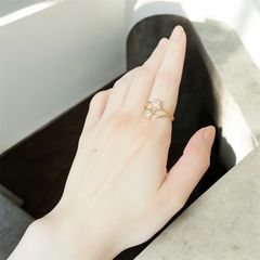 星降るふたひら – ツインスターのゴールドリング