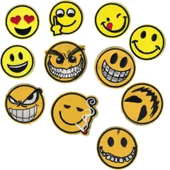 【在庫処分】人気セット パッチステッカー DIY 貼り付けまたは縫い付け 補修 補修 ワッペン 手作り 刺繍パッチ (顔の表情 アイロンワッペン 11枚セット) DFsucces