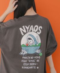 ScoLar Parity（スカラーパリティ）NYAOS柄メッシュ切替Tシャツ　オフホワイト、チャコールグレー、グリーン　351116