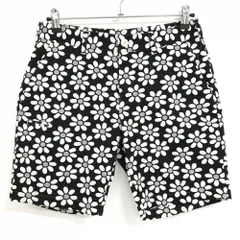【美品】ビームスゴルフ ハーフパンツ 黒×白 花柄 サッカー生地  メンズ S ゴルフウェア BEAMS GOLF