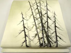 平和屋着物●九寸開き名古屋帯　手描き　紬地　枝木文　金彩　正絹　逸品　CAAU1087yk