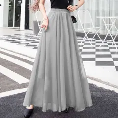 ☆ グレー ☆ Mサイズ ☆ シフォンスカート ロング ウエストゴム シフォンスカート ロング レディース チュールスカート レディーススカート ロングスカート スカート フレアスカート フレア ギャザー ロング丈 マキシ ウエストゴム きれいめ