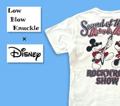 LOW BLOW KNUCLE ローブローナックル Disney ディズニー コラボ ミッキー ミニー  ROCK’N ROLL SHOW Tシャツ  ホワイト サイズ L