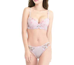 Chica Hurra ピンク E85 レディース ブラジャー ブラ ショーツ 上下 セット ブラショーツセット ブラジャーショーツセット 花柄 刺繍 女性 下着 大きいバスト用ブラ 上下セット大きい 大きいサイズレディース下着 下着大 [ピンク] [E85]