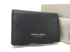 ■新品■未使用■ GIORGIO ARMANI ジョルジオアルマーニ レザー カードケース カード入れ 名刺入れ メンズ ブラック系 BK0015 のサムネイル
