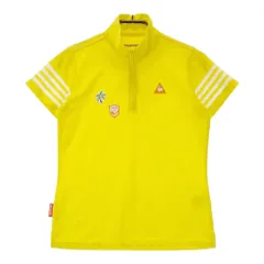 サイズ：M LE COQ GOLF ルコックゴルフ  ハーフジップ半袖Tシャツ  イエロー系 [240101350455]# ゴルフウェア レディース ストスト