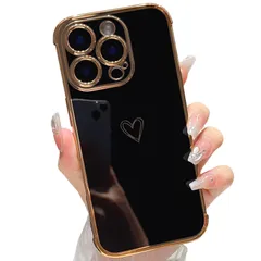 新品 ZTOFERA iPhone 16 Pro 用 ハートケース iPhone 16 Pro ケース 柔軟な TPU シリコン スマホケース メッキ加工 ソフト 軽量 耐衝撃 おしゃれ 韓国 可愛い アイフォン 16 Pro ケース 女子 女性 心パターン