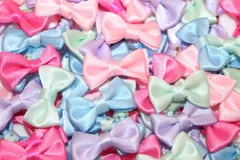 【送料無料】卸売り価格 ハンドメイド サテン生地  ネイル ハンドメイド リボン りぼん ファブリック ハンドメイド雑貨 パーツ パステルカラー 素材 handmade リボンモチーフ 手芸 デコ用品【パステルカラーリボンモチーフ5色】