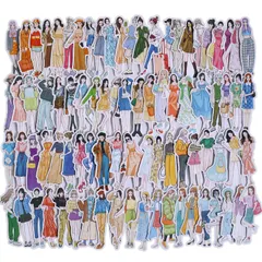 コラージュ素材 大容量 フレークシール かわいい 素材紙 おしゃれ 女の子 女子 少女 ステッカー ガール 人物 手帳デコ シール 日記シール カレンダー (シーズン4（100枚）)