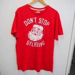 (アメリカ古着) クリスマス サンタクロースプリント Tシャツ L
