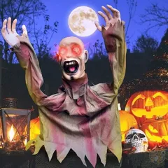 ゾンビ 人形 動く 光る 音が鳴る リアル びっくり ハロウィン ハロウィンパーティ ハロウィン人形 ハロウィン飾り 装飾 サプライズ ドッキリ 怖い ホラー パーティ ホームパーティ 単三電池