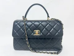 CHANEL シャネル トレンディCC ラージトップハンドル マトラッセ ハンドバッグ ショルダーバッグ ラムスキン ブラック シャンパンゴールド金具 ランダムシリアル A69923