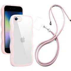 iPhone 7/8 Plus ケース クリア ショルダー 全面保護 人気 かわいい iphone7/8plus カバー 透明 アイフォン 7/8 Plus スマホケース 薄型 軽量 首かけ 肩掛け 縄掛けケース ストラップ付き 長さ調整可能 落下防止 Q 1