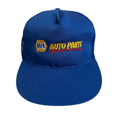 【キャップ/帽子】90-00s NAPA AUTO PARTS（ナパ・オートパーツ）ビンテージ メッシュキャップ 刺繍ロゴ ブルー 青 イエロー 黄 レッド 赤