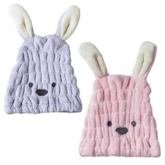 新品 ヘアキャップ ドライキャップ タオルキャップ 吸水タオル 大人 子供 シャワー 吸水 速乾 マイクロファイバー 風呂 帽子 ロングヘア 髪を乾かす (ピンク＆パープル)