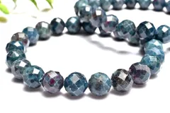 希少 ルビーサファイアフックサイトインカイヤナイト　9mm　64面カット ブレスレット 1個売り パワーストーン 天然石 _BG5781-9