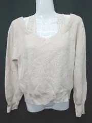 ◇ ⊇ snidel スナイデル ショート丈 レース 長袖 ニット カットソー サイズF ベージュ系 レディース メンズ E  【1505290030953】