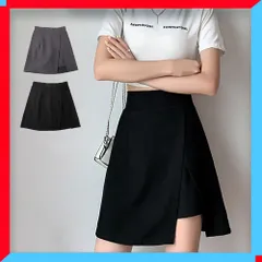 新品 ミニスカート レディース キュロット スリット入り 韓国風 スカショーパン 春秋 ショート丈 台形スカート 黒 【送料無料】