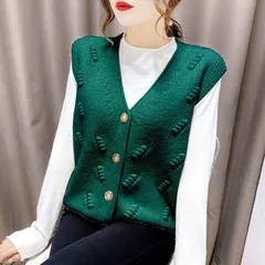 レディース ベスト ニットベスト 春 秋 冬 ニット トップス リブニット ケーブル編み リブ編み ノースリーブ ストレート アウトー Vネック ゆったり トップス 前開き 重ね着 レイヤード 無地 #llx184