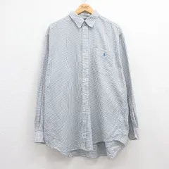 XL/古着 ラルフローレン 長袖 ブランド シャツ メンズ 90s ワンポイントロゴ LOWELL SPORT 大きいサイズ コットン 白他 ホワイト チェック 