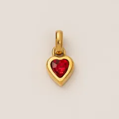7月　ルビー　誕生石　ネックレス　ステンレス　金　ゴールド　ハート　赤　ピンク