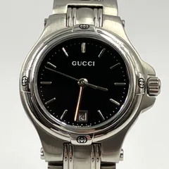 101☆美品☆ GUCCI グッチ 9040L レディース 腕時計 ブラック GUCCI グッチ 9040L ブラック文字盤 ステンレススチール